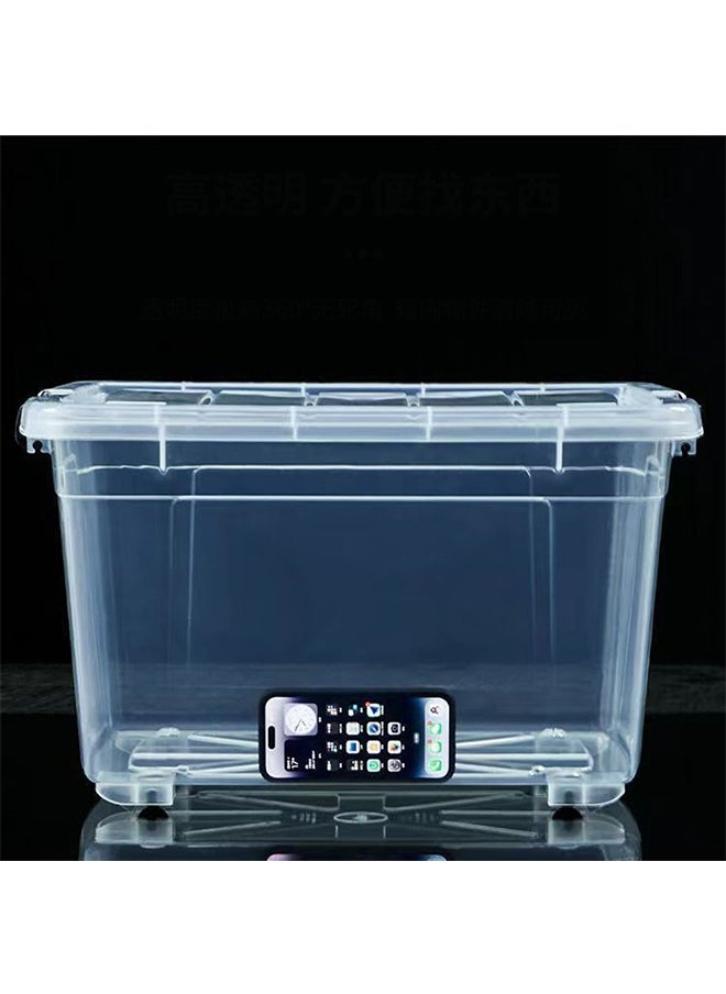 CityRiya-Long - Clear Storage Box Plastic Storage Bin with Wheels 61x42.5x35cm Latch Box/Bins Stackable Latching Box Large Tote Storage Container with Lid for Work, Home Closet Organization, Tubs Boxes Organizing - Image 1