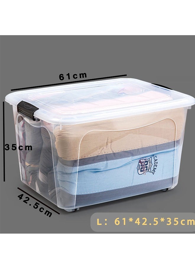 CityRiya-Long - Clear Storage Box Plastic Storage Bin with Wheels 61x42.5x35cm Latch Box/Bins Stackable Latching Box Large Tote Storage Container with Lid for Work, Home Closet Organization, Tubs Boxes Organizing - Image 1