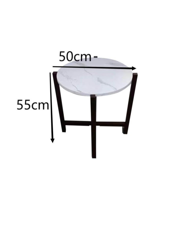 Miro Side Table - Black & Gray - Marble Surface - 55x50 cm - Image 2