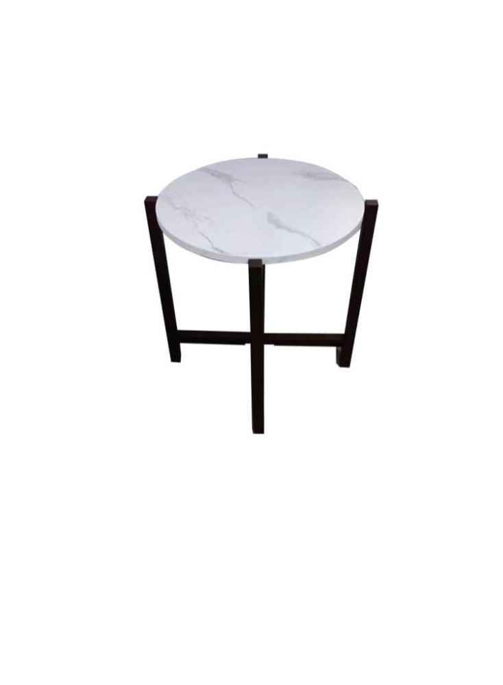 Miro Side Table - Black & Gray - Marble Surface - 55x50 cm - Image 1