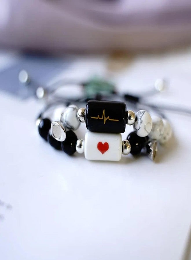 Thrillz Valentine Gift For Girlfriend Couple Bracelet For Men Women Heart Magnetic Promise Bracelets With Golden Flower Love Gifts - Image 4