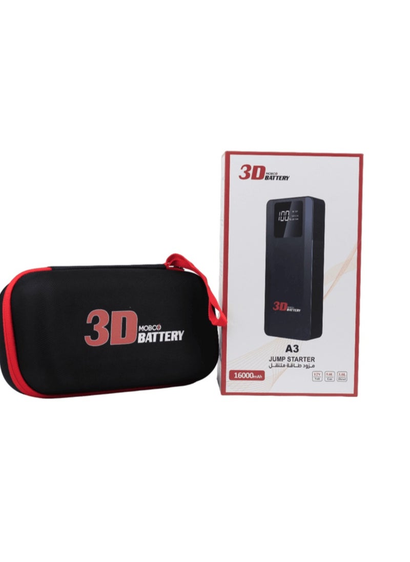3D 16000mAh Portable Power Supply with Car Jump Starter & Power Bank with car Charger  - Image 2