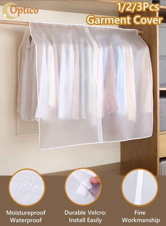 Optico 1/2/3Pcs Clothing Rack Covers, 43.3 x 43.3inch Cubic Dust Cover Garment Covers Organizer Moisture-proof Dust-proof Clothes Cover Clothes Shoulder Rack Cover Closet Cover Clothing Organizer with Velcro, Semi-transparent for Closet Storage, Hanging Shirts, Coats, Dresses, Suits  - Image 1