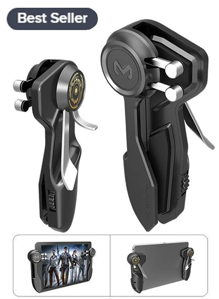 Joystick PUBG Controller for Tablet 4 Triggers 【6 Finger Operation】 Sensitive Shoot Aim Trigger Gamepad Grip, Support 10-12.9 inch iPad  Tablet (Thickness u003c 10mm), Black - Image 1