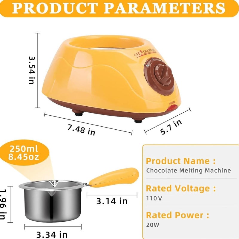 Portible طقم وعاء الذوبان | صانع كهربائي للحلويات المنزلية، فوندو، زبدة، جبن مجموعة كاملة مع شوكات، ملعقات، قوالب، رف تجفيف – سهل الاستخدام لصنع الحلويات، الخبز ووجبات الحفلات - Image 2