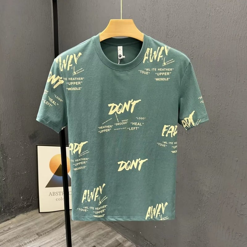 American Style High Street Mens Short-sleeved Summer Thin Letter Printed Half-sleeved T-shirt Youth Instagram Popular Brand Half-sleeved Mens Clothing Green CP684