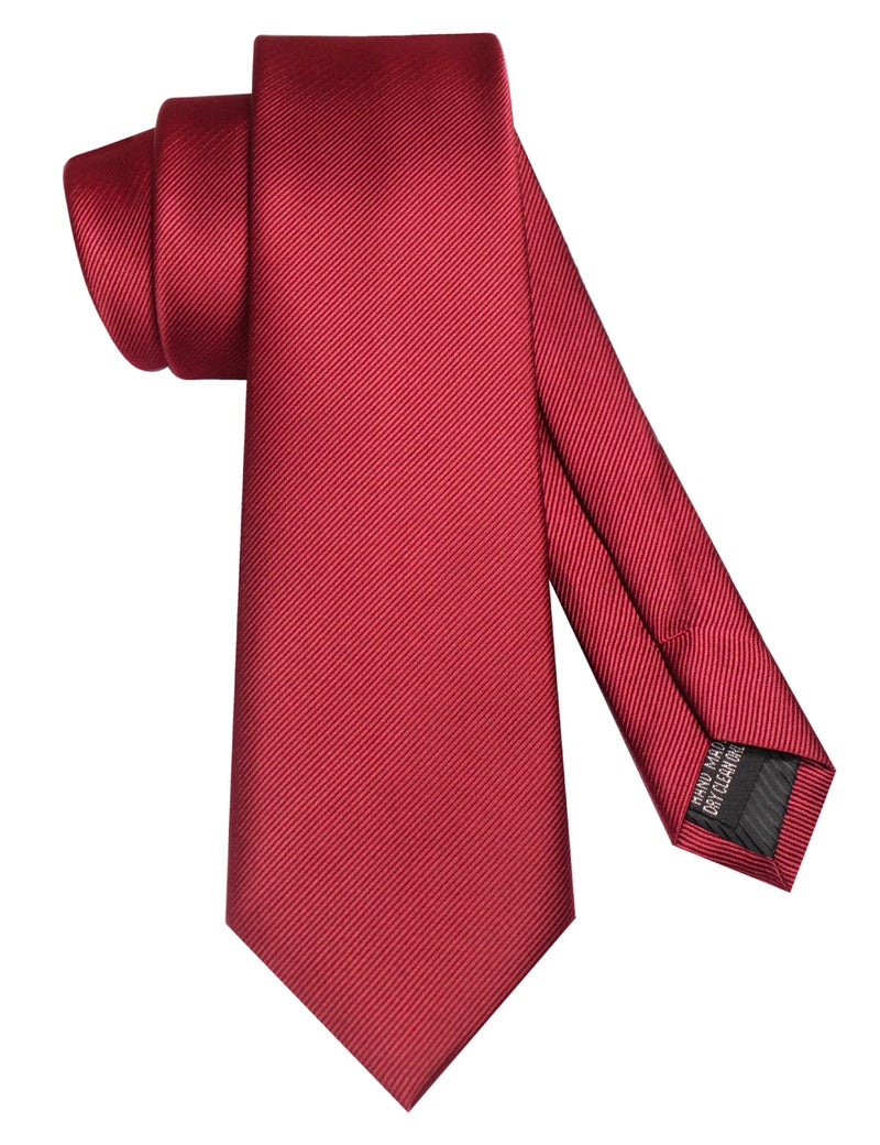 JEMYGINS Burgundy Formal Necktie and Pocket Square, Hankerchief and Tie Bar Clip Sets for Men - Image 3