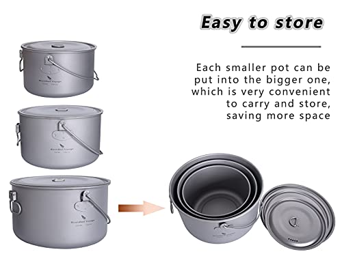 usharedo Titanium Camping Pot Outdoor Hanging Pot Portable Camping Picnic Water Cup Kettle 2900ml Only Ti15120A - Image 5