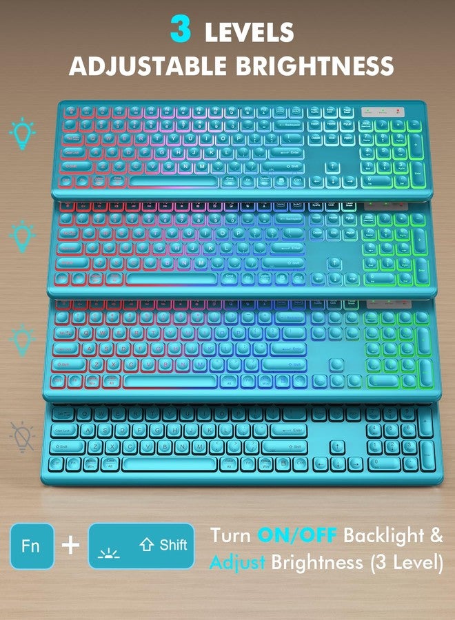 Trueque Wireless Keyboard and Mouse Combo - RGB Backlit, Rechargeable & Light Up Letters, Full-Size, Ergonomic Tilt Angle, Sleep Mode, 2.4GHz Quiet Keyboard Mouse for Mac, Windows, Laptop, PC - Image 2