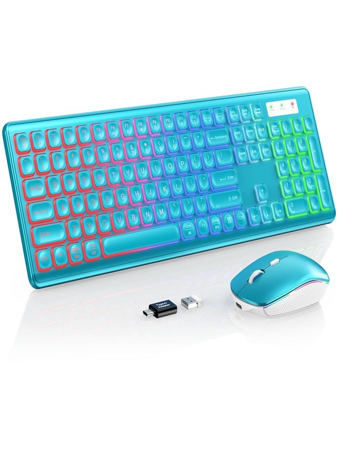 Trueque Wireless Keyboard and Mouse Combo - RGB Backlit, Rechargeable & Light Up Letters, Full-Size, Ergonomic Tilt Angle, Sleep Mode, 2.4GHz Quiet Keyboard Mouse for Mac, Windows, Laptop, PC - Image 1