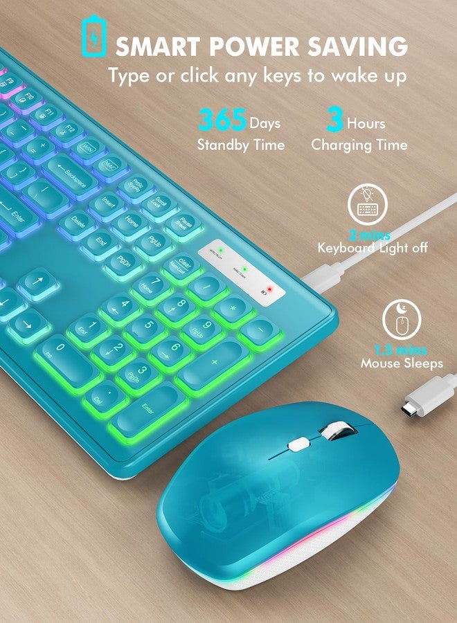 Trueque Wireless Keyboard and Mouse Combo - RGB Backlit, Rechargeable & Light Up Letters, Full-Size, Ergonomic Tilt Angle, Sleep Mode, 2.4GHz Quiet Keyboard Mouse for Mac, Windows, Laptop, PC - Image 3