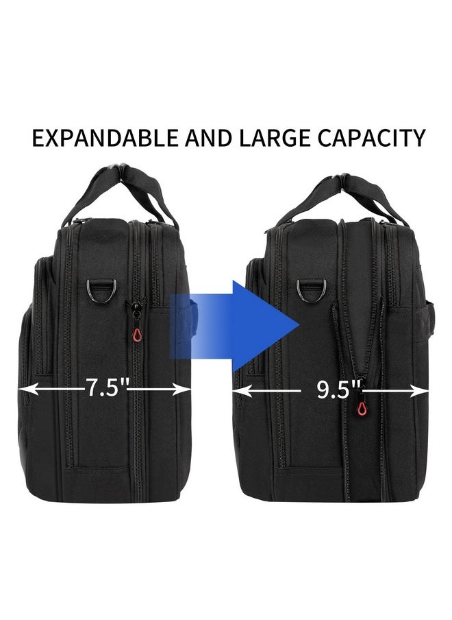 KROSER KROSER Laptop Bag 17.3 Inch Premium Laptop Briefcase, Expandable Water Repellent Laptop Shoulder Messenger Bag Durable Computer Case for Business/Travel/Men/Women (Black/Red)  - Image 2