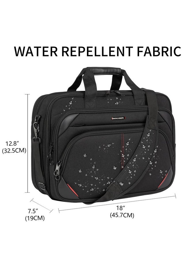 KROSER KROSER Laptop Bag 17.3 Inch Premium Laptop Briefcase, Expandable Water Repellent Laptop Shoulder Messenger Bag Durable Computer Case for Business/Travel/Men/Women (Black/Red)  - Image 3