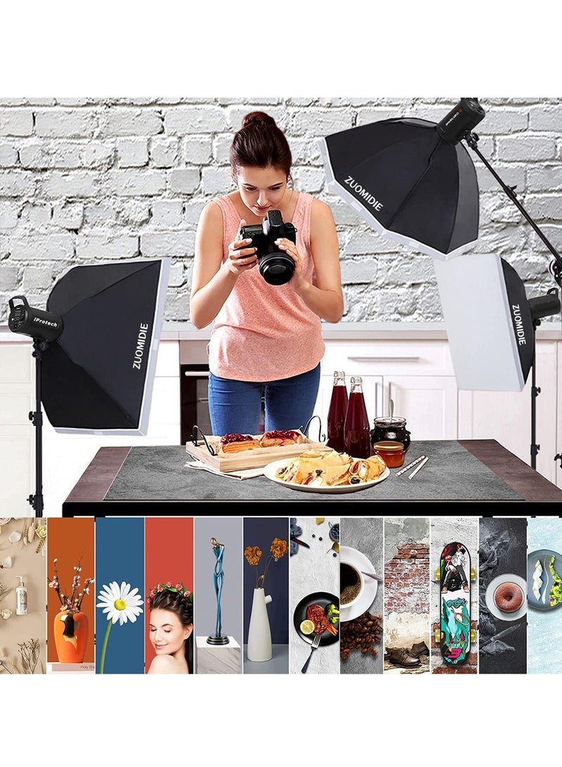 Bukela 6 Pack 12 Patterns Double Sided Photography Background Paper 2-in-1 Marble Wood Cement Texture Pattern Flat Lay Photo Tabletop Backdrops for Jewelry Cosmetics Makeup Photoshoot - Image 2