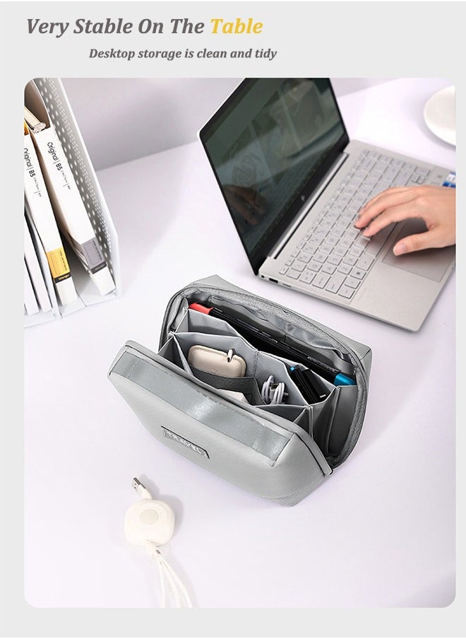 TRAVEL Waterproof Large Capacity Digital Storage Bag - Data Cable Storage Bag Moisture-Proof Large Capacity Digital Accessories Storage Bag Travel Portable Digital Bag Gray  - Image 4