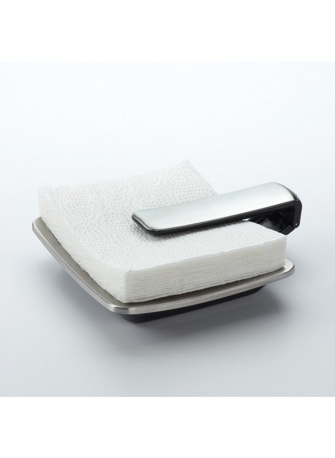 OXO OXO Good Grips SimplyPull Napkin Holder, Stainless Steel, Silver/Black  - Image 2