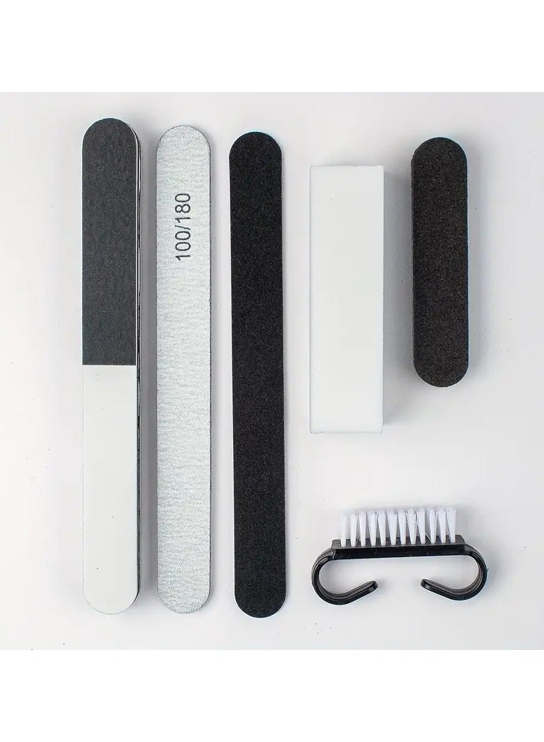 Goolsky Nail Manicure Kit, With 1pc Three-sided Polishing Strip + 1pc Gray White File + 1pc Wood Chip File + 1pc Four-sided Polishing Block + 1pc Mini Sponge File + 1pc Manicure Brush, For Nail Polishing, Shaping - Image 5