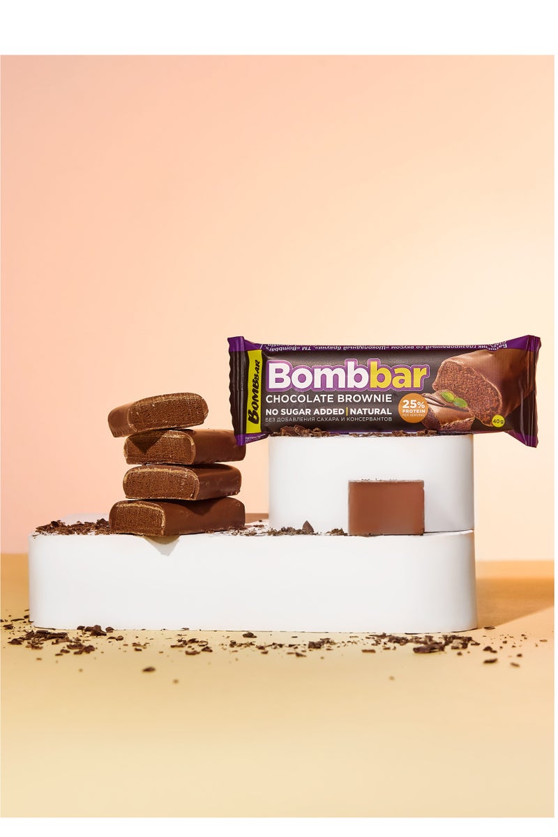 BOMBBAR Chocolate Covered Protein Bar with Chocolate Brownie Flavor No Sugar Added 12x40g  - Image 3