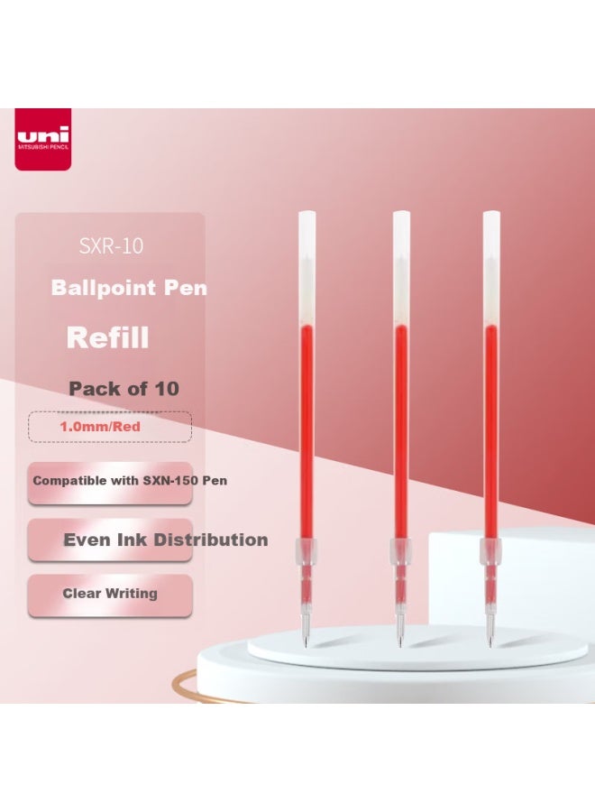 Uni Mitsubishi () Jetstream Series Sxr-10 Oil-based Pen Refill (for Pen Sxn-150) Ballpoint Pen Refill 1.0mm Red 10-pack - Image 1