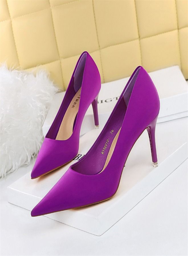 BIGTREE Shallow Pointed High Heels 7.5CM Purple