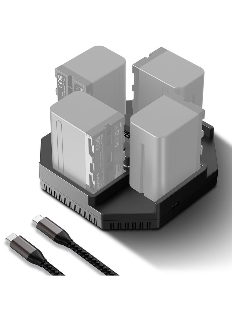 NEEWER NW-F4 NP-F Battery 4-Channel PD100W Fast Charger – Fast Charging for NP-F Batteries (with PD100W Power Supply) - Image 1