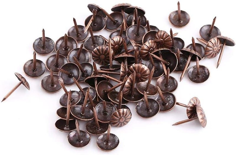 كلاراكو مسمار أثاث، 200 قطعة مسمار تنجيد مسمار تنجيد خشبي عتيق مسمار زخرفي لتزيين أثاث المنزل (11 × 16 مم - النوع 2، أحمر برونزي)