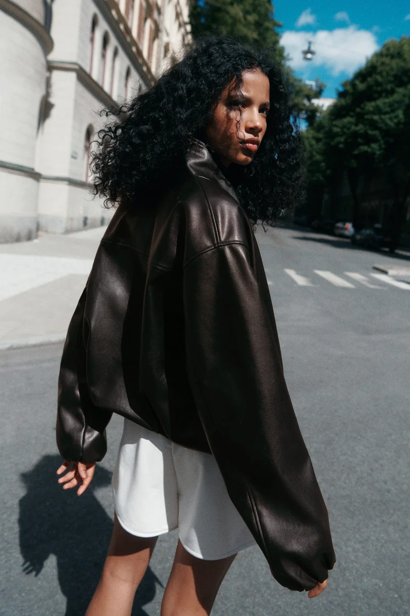 H&M  Coated funnel-collar jacket for Women | Best Price UAE