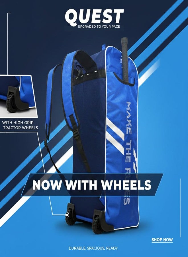 GLS Quest Pro with Wheel Cricket Kit Bag with Two Bat Pocket Compartment and Shoe Pocket (Blue, Kit Bag) - Image 3