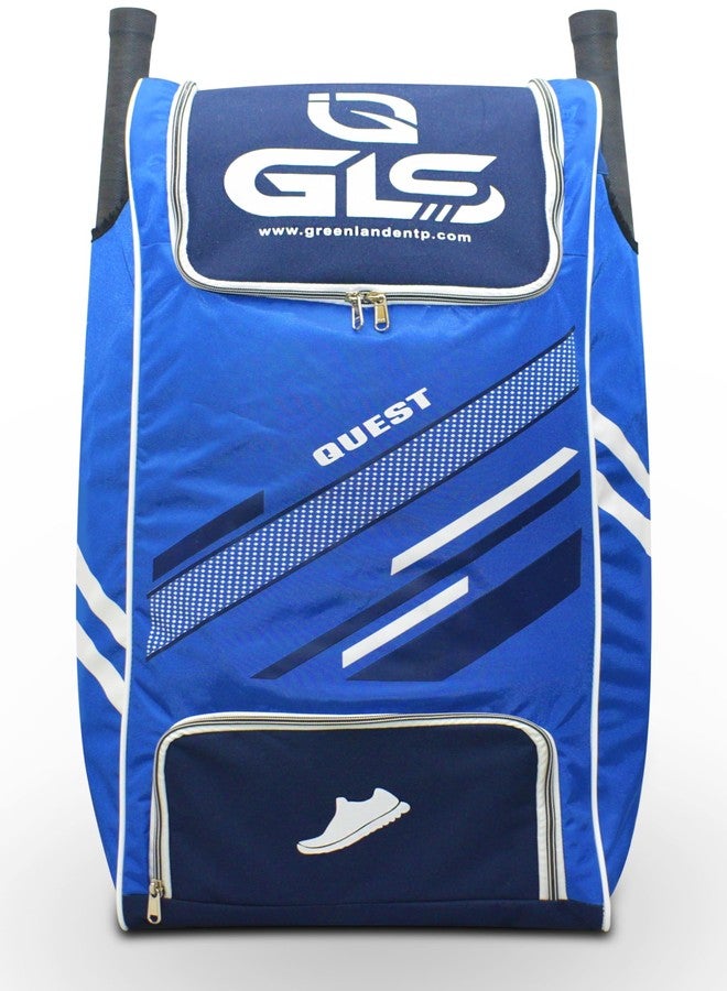 GLS Quest Pro with Wheel Cricket Kit Bag with Two Bat Pocket Compartment and Shoe Pocket (Blue, Kit Bag) - Image 2