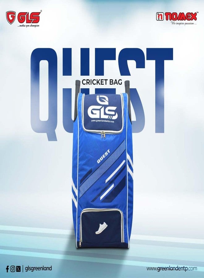 GLS Quest Pro with Wheel Cricket Kit Bag with Two Bat Pocket Compartment and Shoe Pocket (Blue, Kit Bag) - Image 4