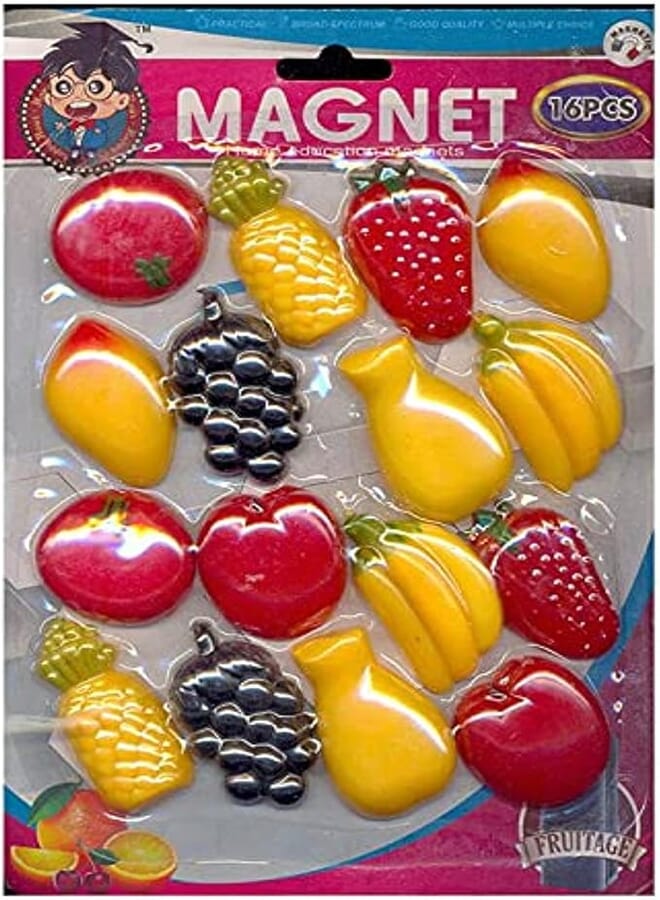 Spaceshoop 16 Pieces Fruits Decorative Fridge Magnet Note Paper Holder(one year gurantee) (one year warranty)