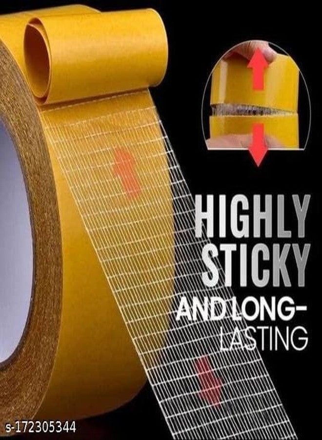 KORTELOZ Double Sided Coated Adhesive Cloth Tape with Yellow Glassine Paper 50 mm Width [2"inchi] x 20 Meter LengthKOR-P047 - Image 4