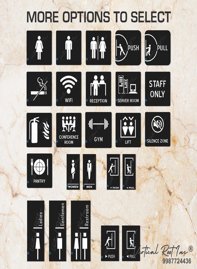 Vertical Root Inc Push Pull Door Signage/Sticker - Premium Black White Acrylic Sign. Durable and Easy to Mount 3M Self-Adhesive Tape. Ideal for Office, Shop, Hotel, Cafes and Commercial Spaces - Image 5