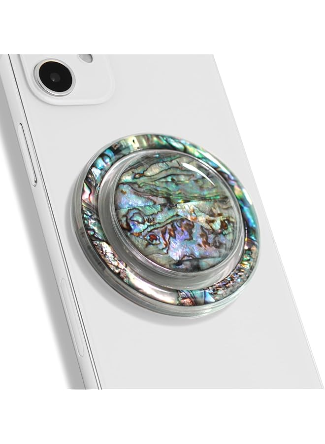 Green Tiger Cute Natural Seashell Design Round Shape Collapsible Mobile Phone Grip Stand Holder for Smartphone Tablet Cell Phone Accessory (Blue) - Image 1