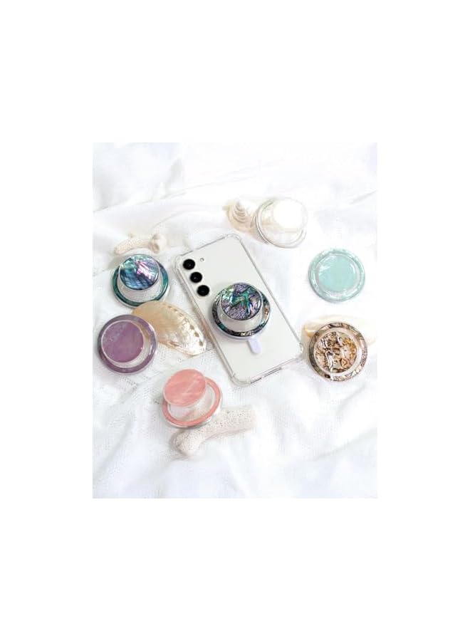 Green Tiger Cute Natural Seashell Design Round Shape Collapsible Mobile Phone Grip Stand Holder for Smartphone Tablet Cell Phone Accessory (Blue) - Image 3