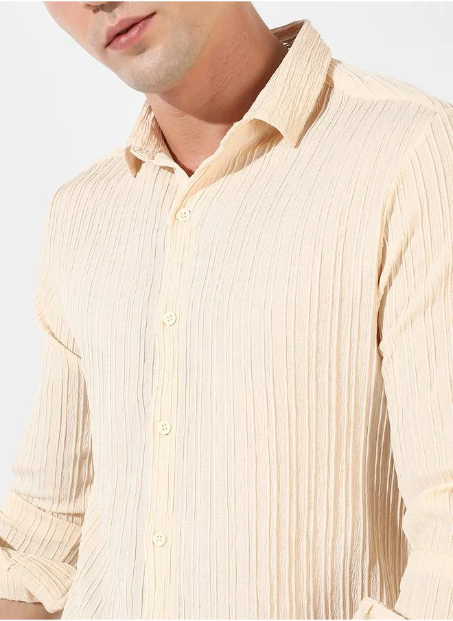 كامبوس سوترا Self-Design Textured Button-Down Shirt