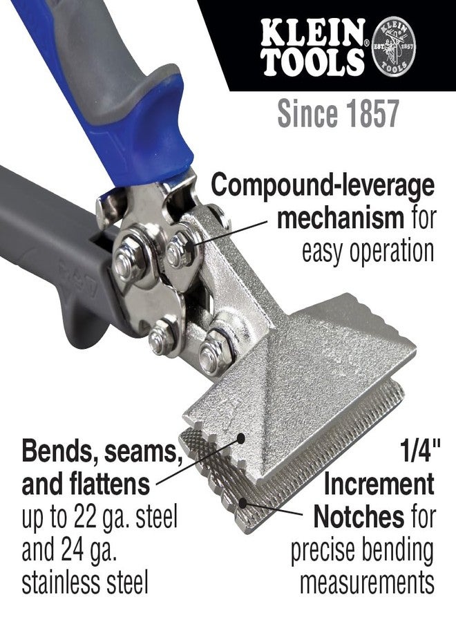 Klein Tools 86522 Hand Seamer, Straight Metal Seamer has 3-Inch Jaw, for 22 Gauge Steel and 24 Gauge Stainless - Image 2
