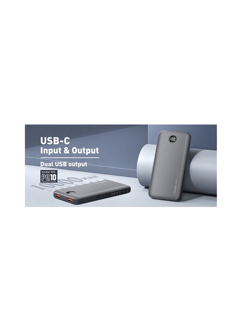 LDNIO LDNIO PQ10 10000mAh Ultra Slim Led Digital Display Power Bank - Gray  - Image 4
