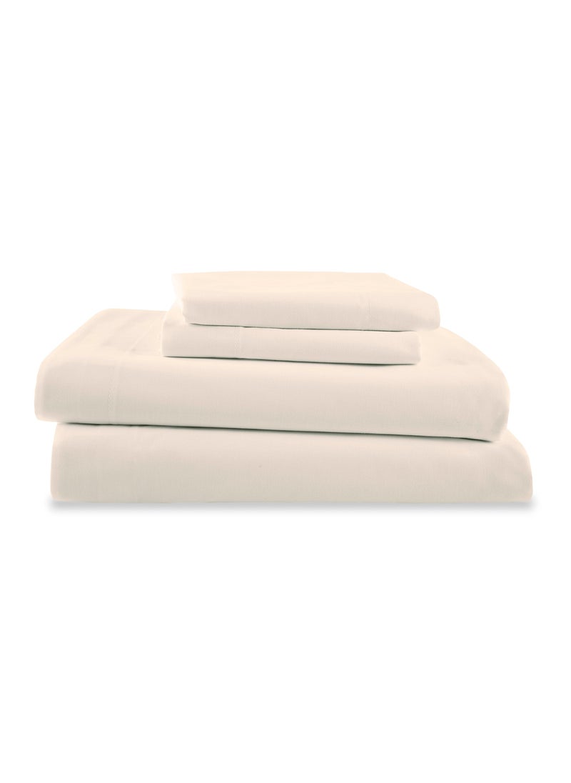 Martex 4 Piece Full Bed Sheets Set Full Bed Sheets  Light Weight Soft Breathable Sheets Brushed Cotton Rich Blend SecureFit Wrinkle Resistant Durable Easy Care Bed Sheets Comfy Sheets Beige 