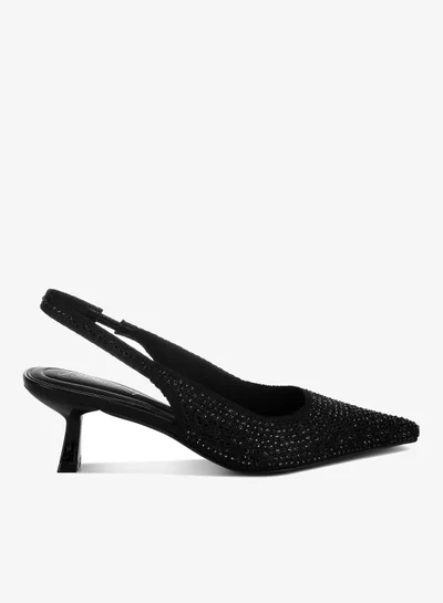 London Rag Flyknit Rhinestone Slingback Sandals in Black