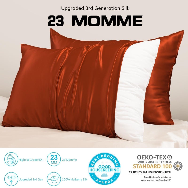 PROMEED 23 Momme Silk Pillowcase for Hair and Skin  Both Sides Upgraded Grade 6A+ Mulberry Silk Pillow Case with Zipper  Cooling Pillow Cases for Hot Sleepers (King 20""x36""  Dusk) - Image 2