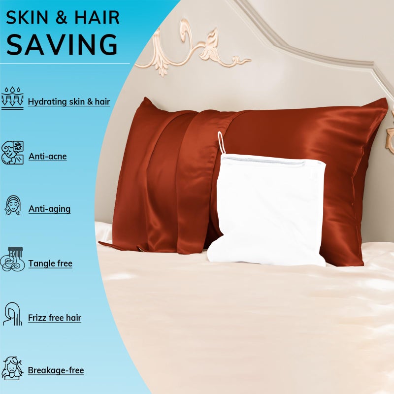 PROMEED 23 Momme Silk Pillowcase for Hair and Skin  Both Sides Upgraded Grade 6A+ Mulberry Silk Pillow Case with Zipper  Cooling Pillow Cases for Hot Sleepers (King 20""x36""  Dusk) - Image 3