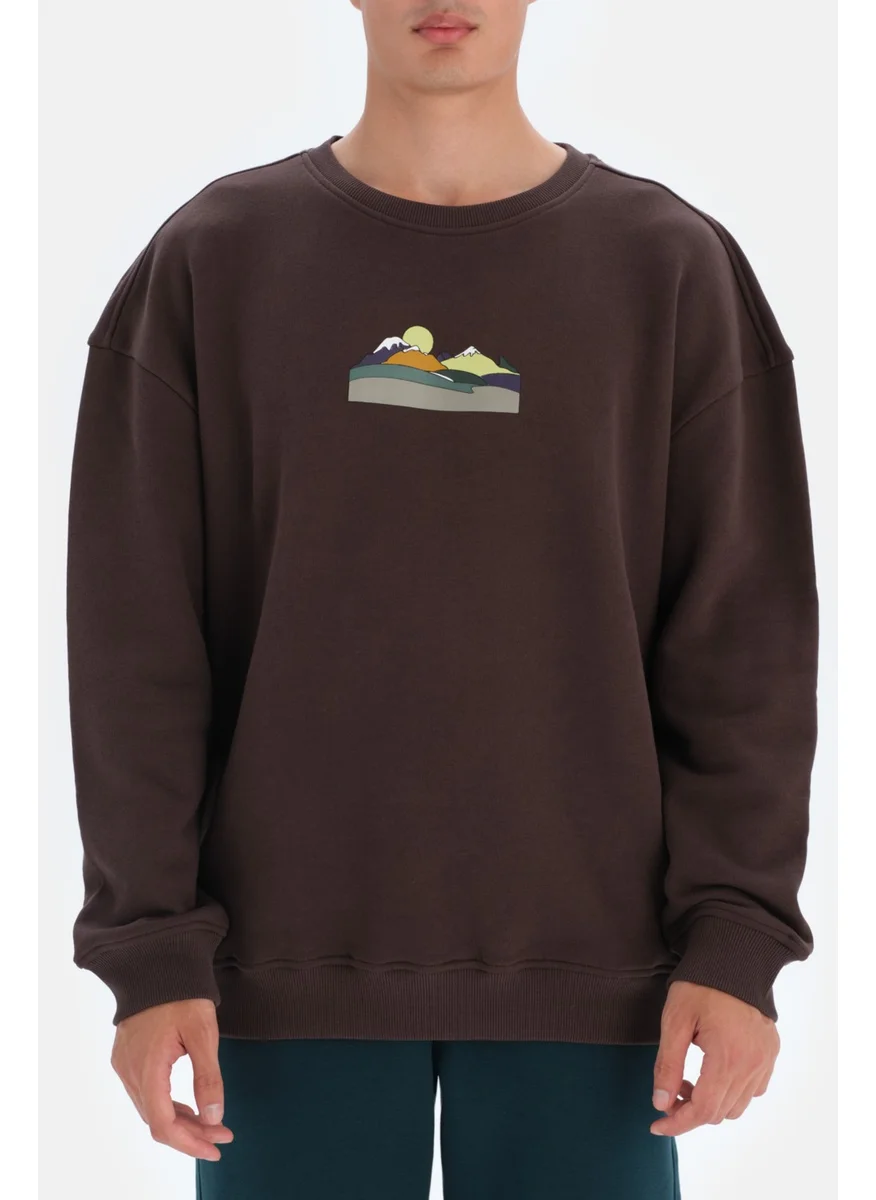 داجي Dark Brown Men's Dag Printed Sweatshirt