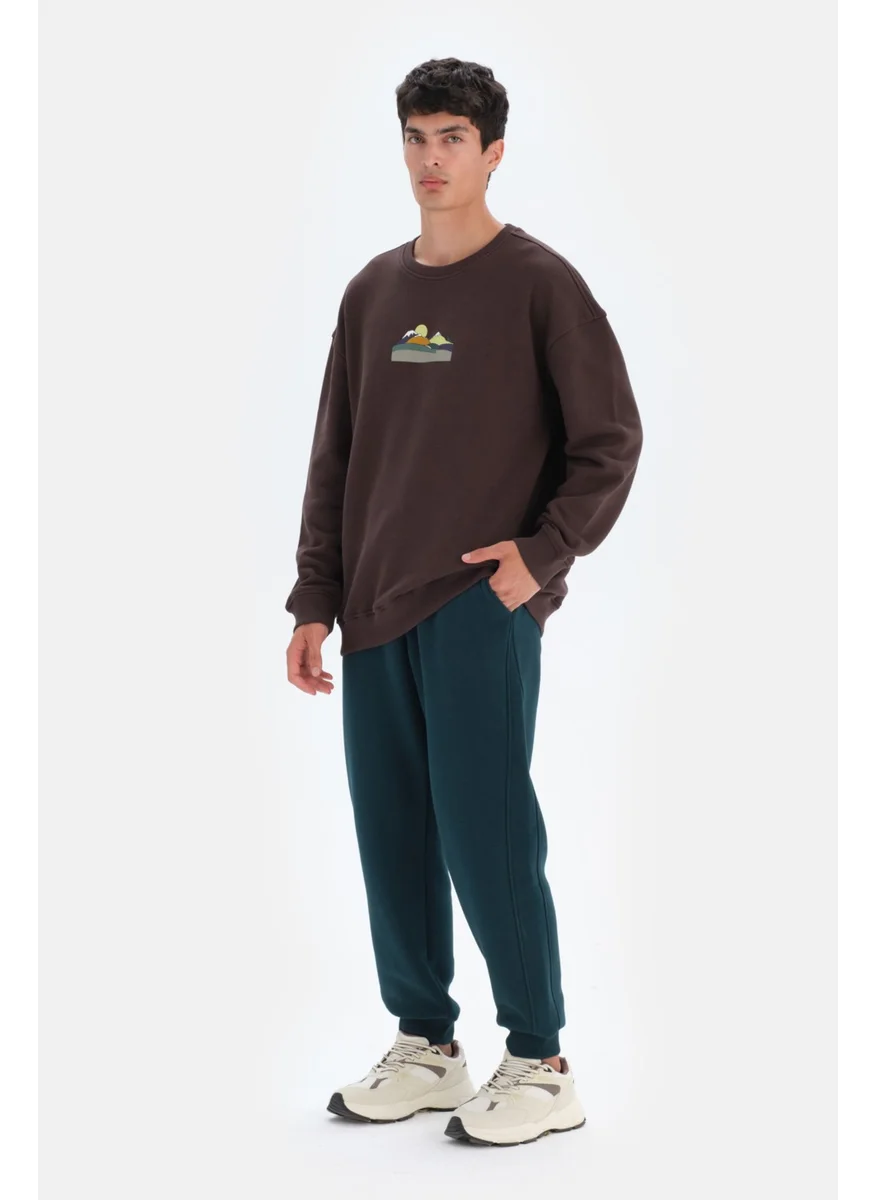 داجي Dark Brown Men's Dag Printed Sweatshirt