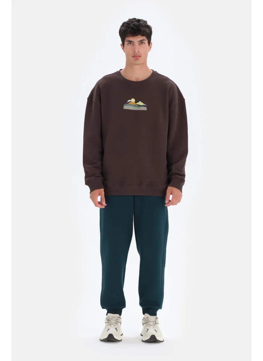 داجي Dark Brown Men's Dag Printed Sweatshirt