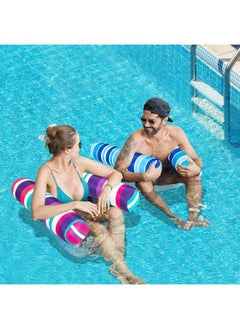 FindUWill 2 Pack Fabric Water Swimming Pool Floats Hammock Xl Inflatable Multipurpose Water Hammocks Floaties (Saddle Lounge Chair Hammock Drifter) Pool Float Lounger For Adults Vacation  - Image 2