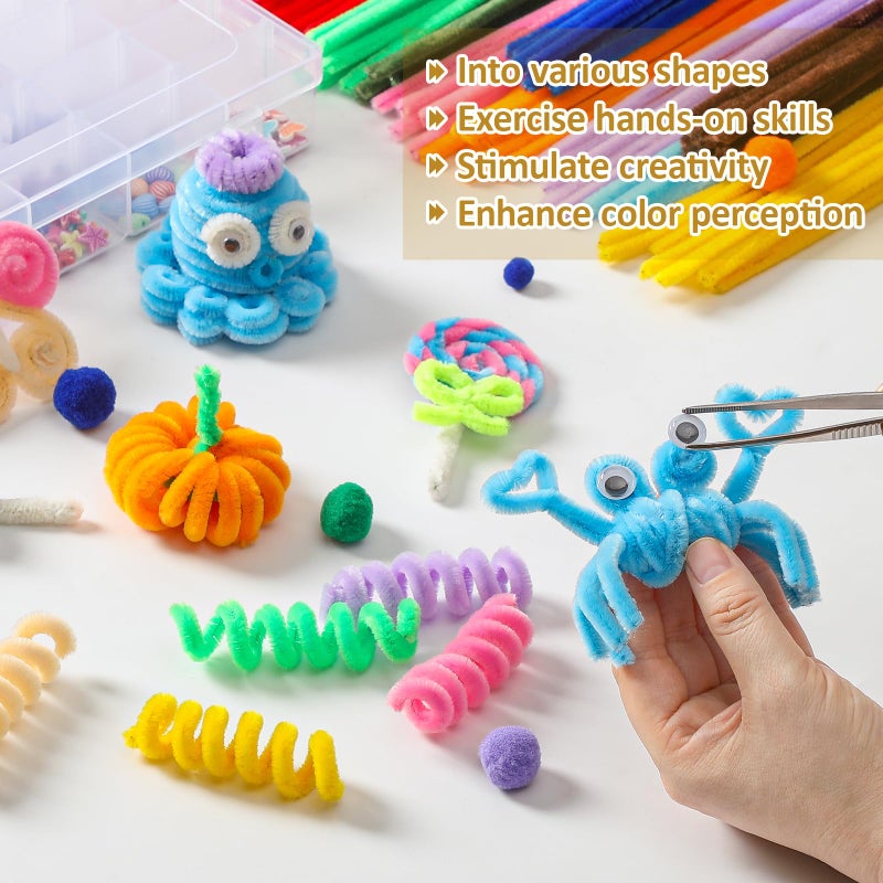 POIKSHARK 400 PCS 20 Colors Thick Pipe Cleaners Craft, Multi-Colored Chenille Stems for Craft Supplies & Materials, Fuzzy Pipe Cleaners Bulk for DIY Arts Projects, Rainbow Pipe Cleaners(12inch*6mm) - Image 3