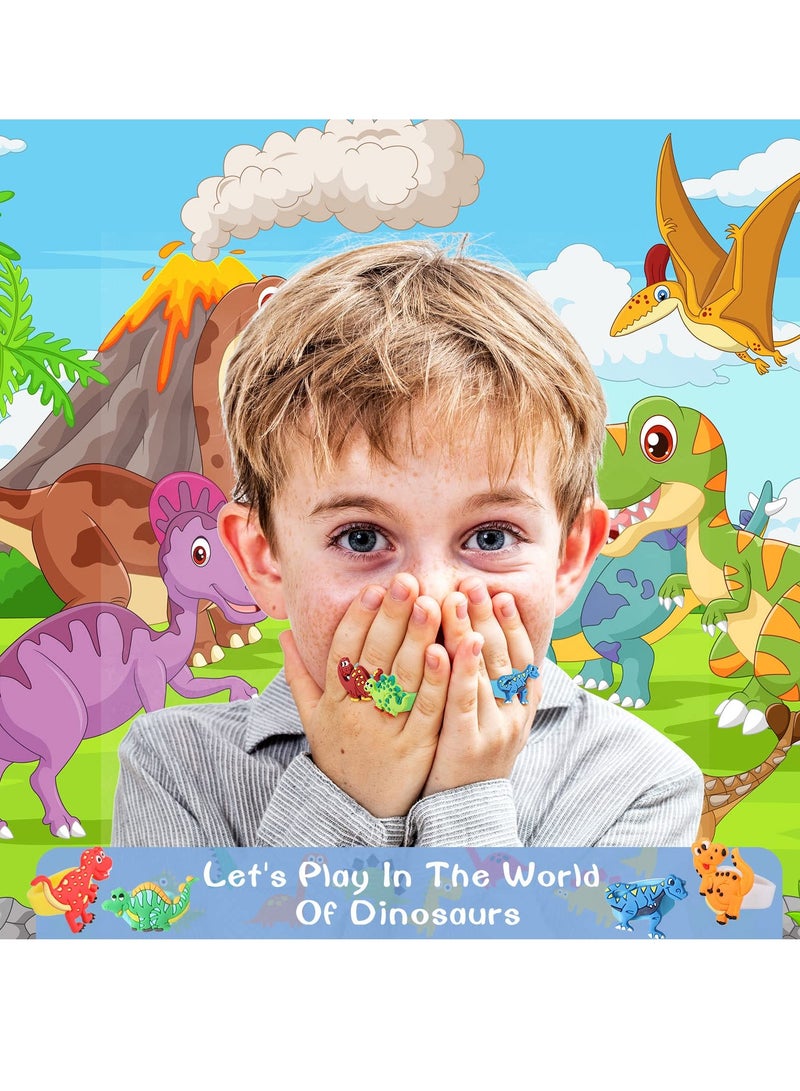 SYOSI 24 Packs Dinosaur Rubber Rings Toys Soft Dino Cupcake Toppers Dinosaur Happy Birthday Cake Toppers Kit for Dinosaur Party Favors Kids Boys Birthday Party Favor 12 Style 2 Set x 2 - Image 4