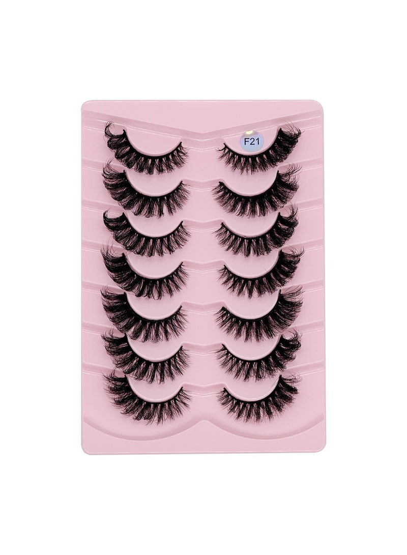 Generic (7 Pairs) Natural False Eyelashes ， Fluffy Messy Faux False Eyelashes, 3D CurlyFalse Lashes,Reusable False Eyelashes ，for Make up  - Image 2