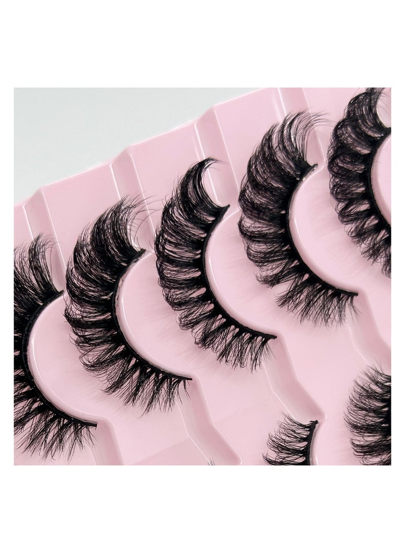 Generic (7 Pairs) Natural False Eyelashes ， Fluffy Messy Faux False Eyelashes, 3D CurlyFalse Lashes,Reusable False Eyelashes ，for Make up  - Image 3